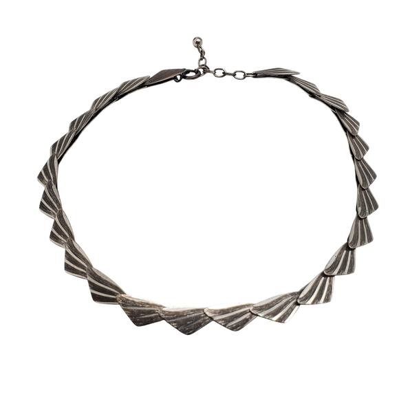 1930s Sterling Silver Deco Necklace 925 Moser Pfeil Germany Wing Fan Link 22g MP - Picture 12 of 13